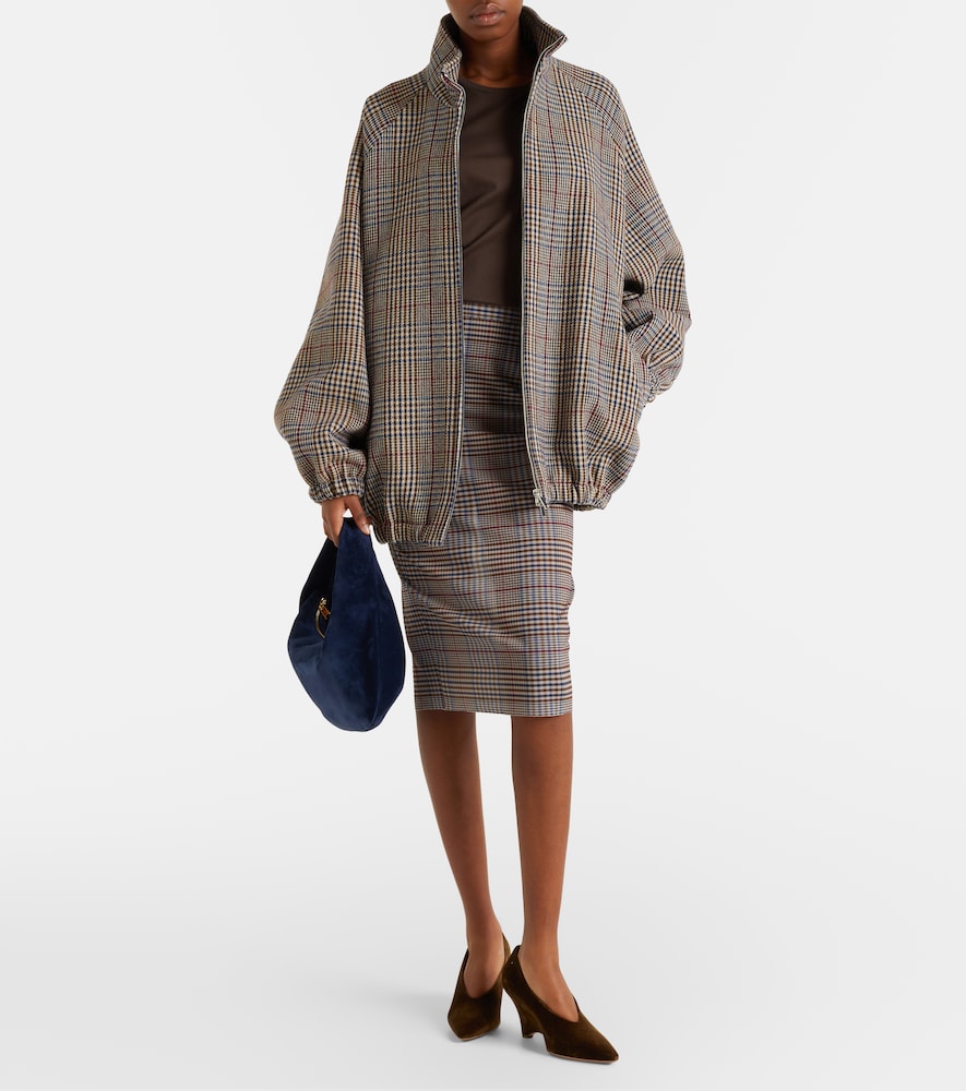 The Frankie Shop Aurora plaid sheer mesh midi skirt