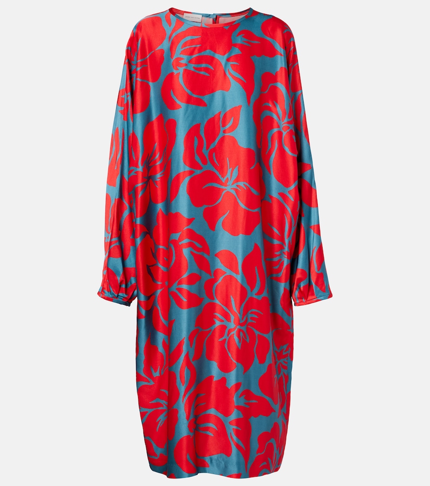 Dries Van Noten Floral satin midi dress | Thumbnail 8