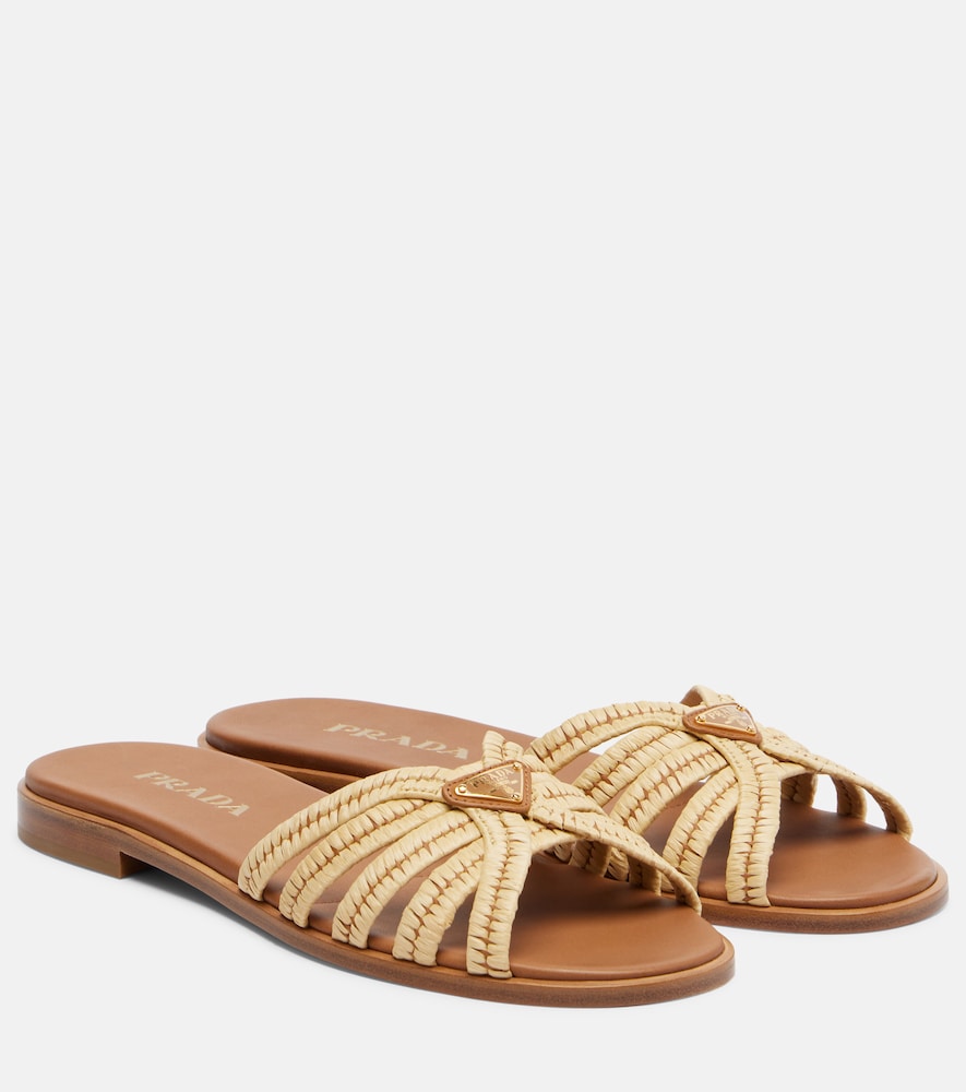 Prada Crochet raffia-effect slides | Thumbnail 7