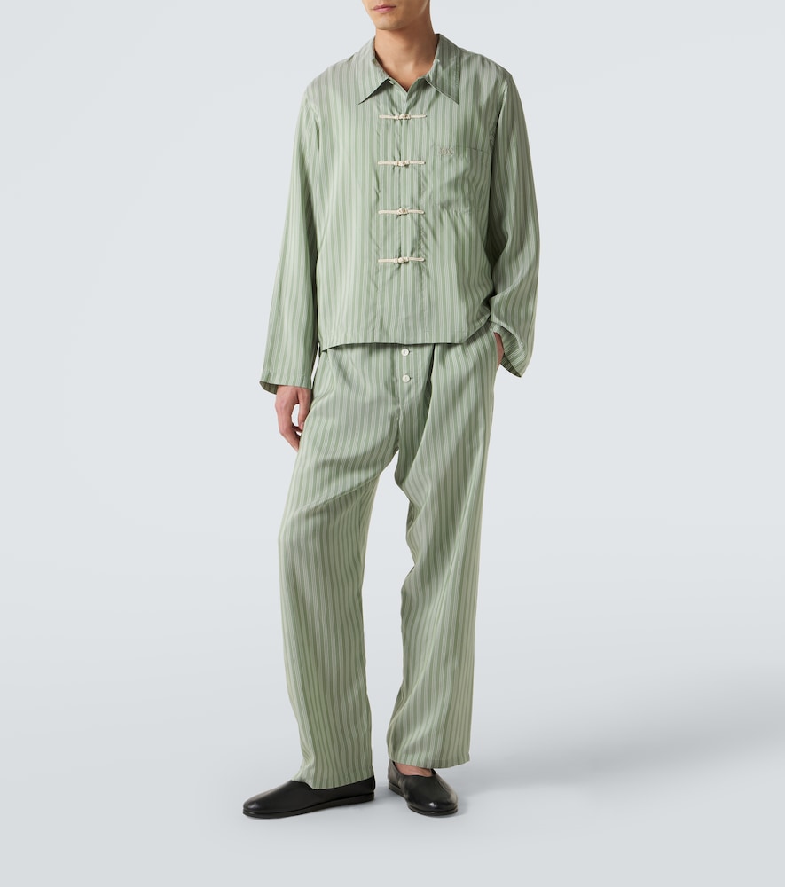  Bode Bode Pantaloni Regular Sylvan In Seta A Righe 