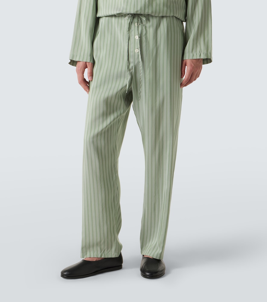  Bode Bode Pantaloni Regular Sylvan In Seta A Righe 