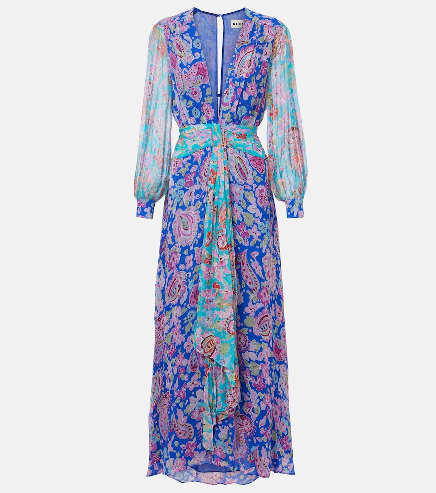 Rixo Abito lungo Meera in chiffon