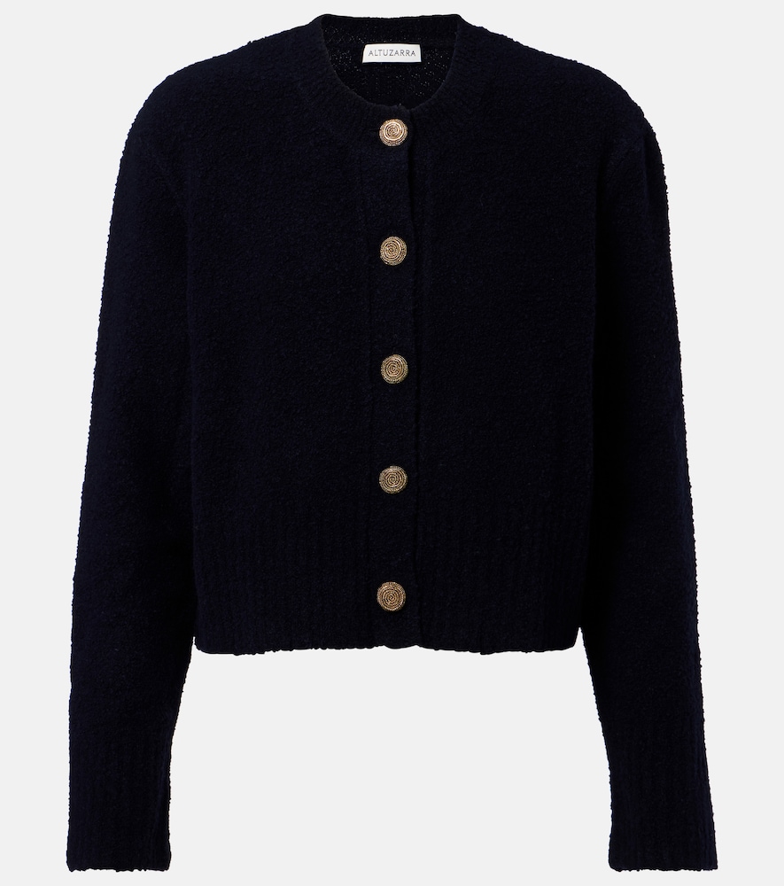 Altuzarra Harris Cropped Wool-blend Cardigan In Black