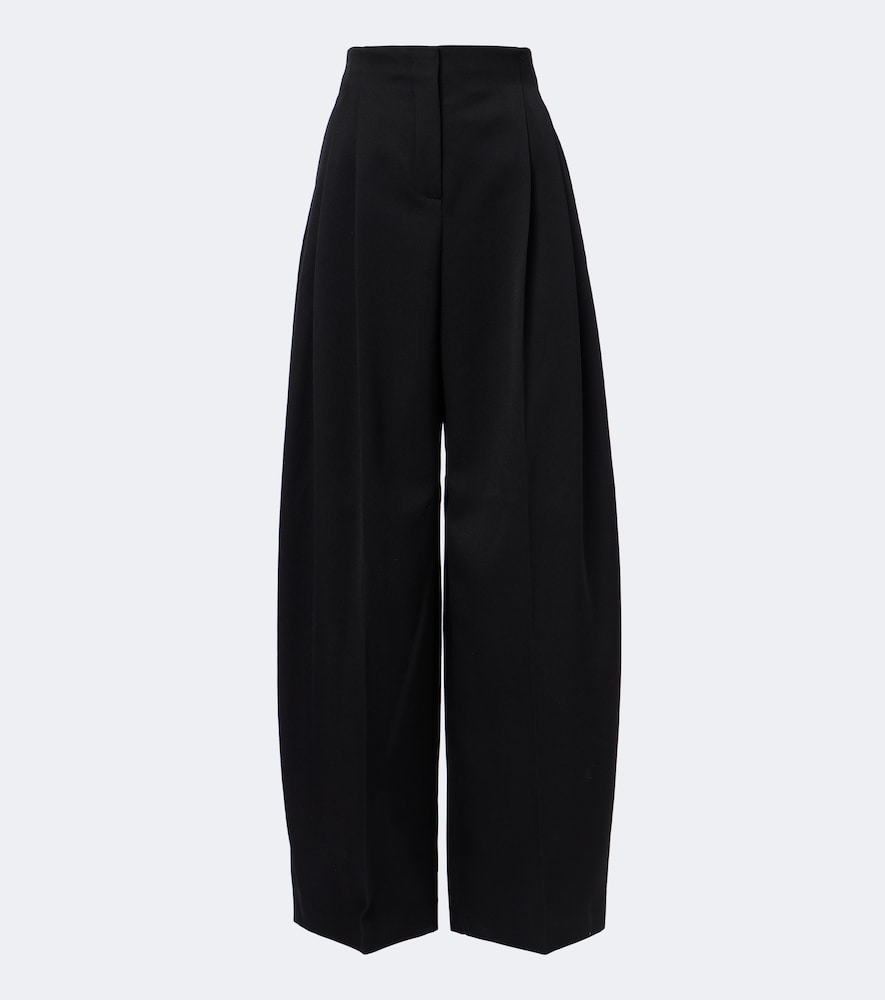 Pantaloni a gamba larga in lana vergine
