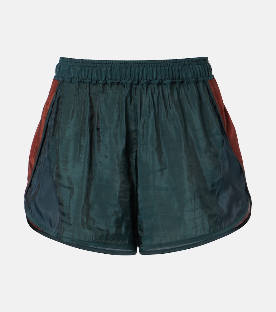 Saint Laurent Colorblocked taffeta shorts