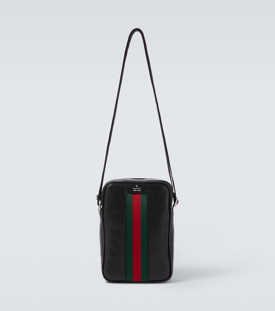 Gucci Men's Black Web Trademark Mini Leather Crossbody Bag - Mytheresa