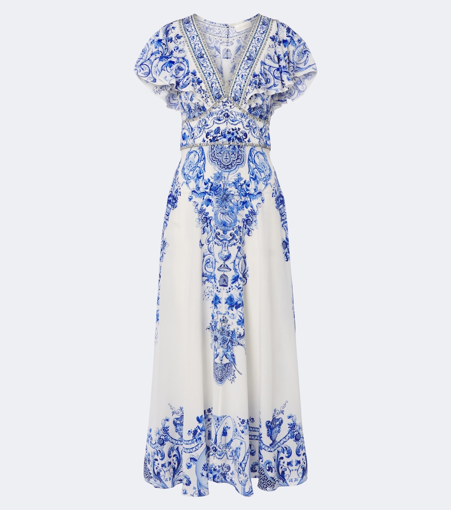 Verziertes Maxikleid aus Seide