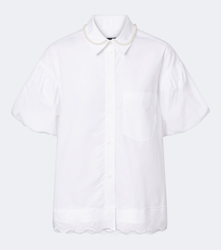Simone Rocha Women's White Embellished Scalloped Cotton Shirt UK Size 12 - Mytheresa