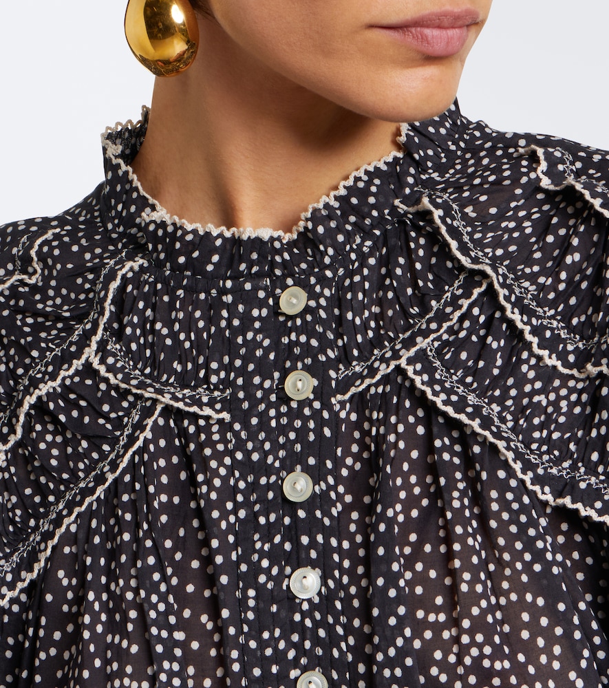 Christa Polka-Dot Cotton Blouse