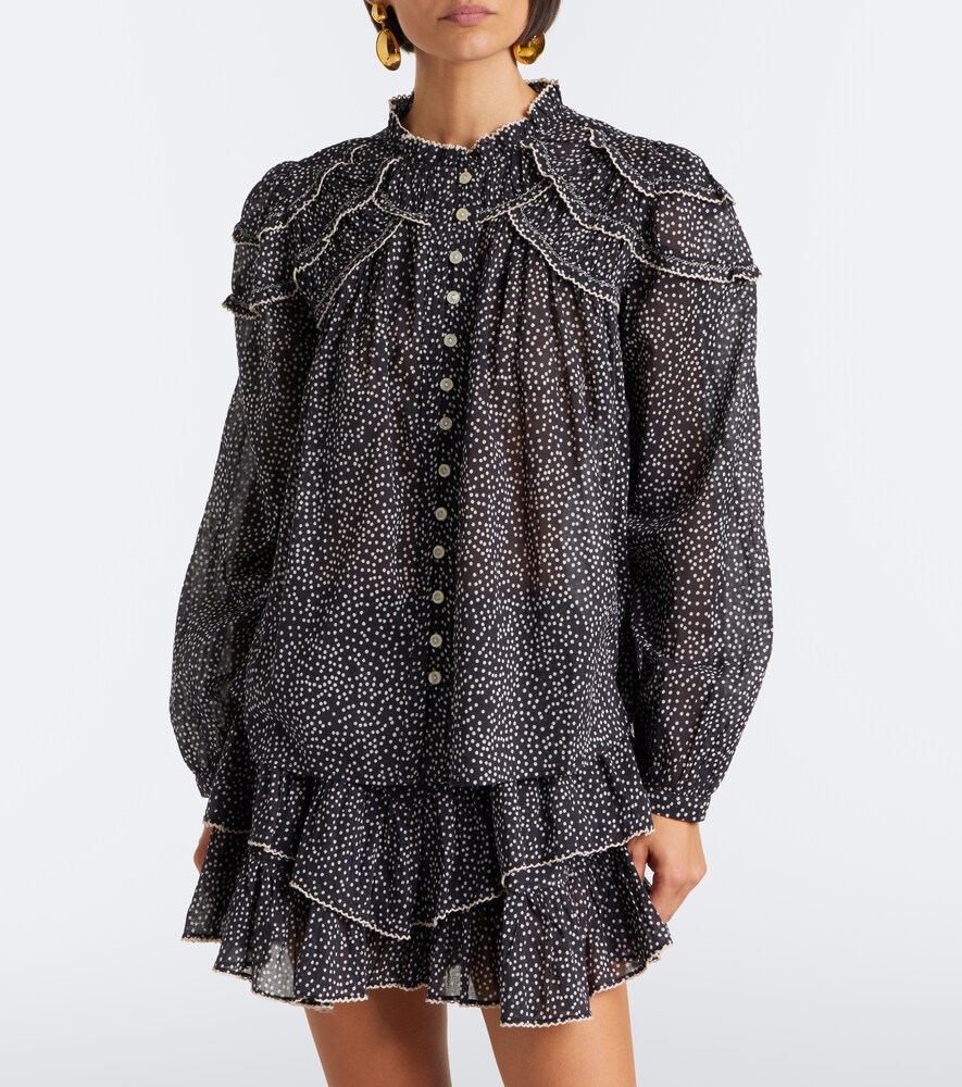 Christa Polka-Dot Cotton Blouse