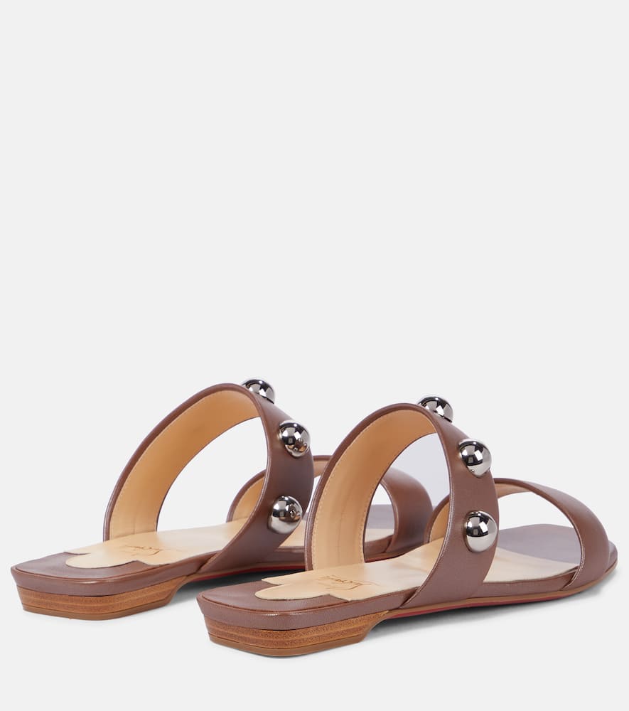 Christian Louboutin Simple Bille Embellished Leather Sandals In Brown