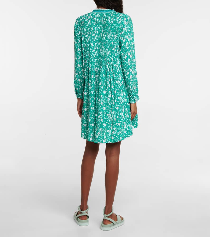 Poupette St Barth Ola Floral Georgette Minidress In Green Poppy