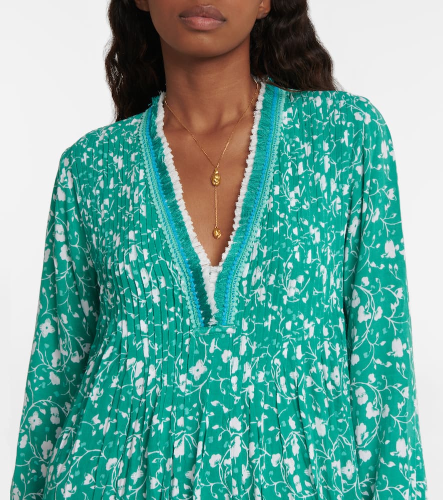 Poupette St Barth Ola Floral Georgette Minidress In Green Poppy