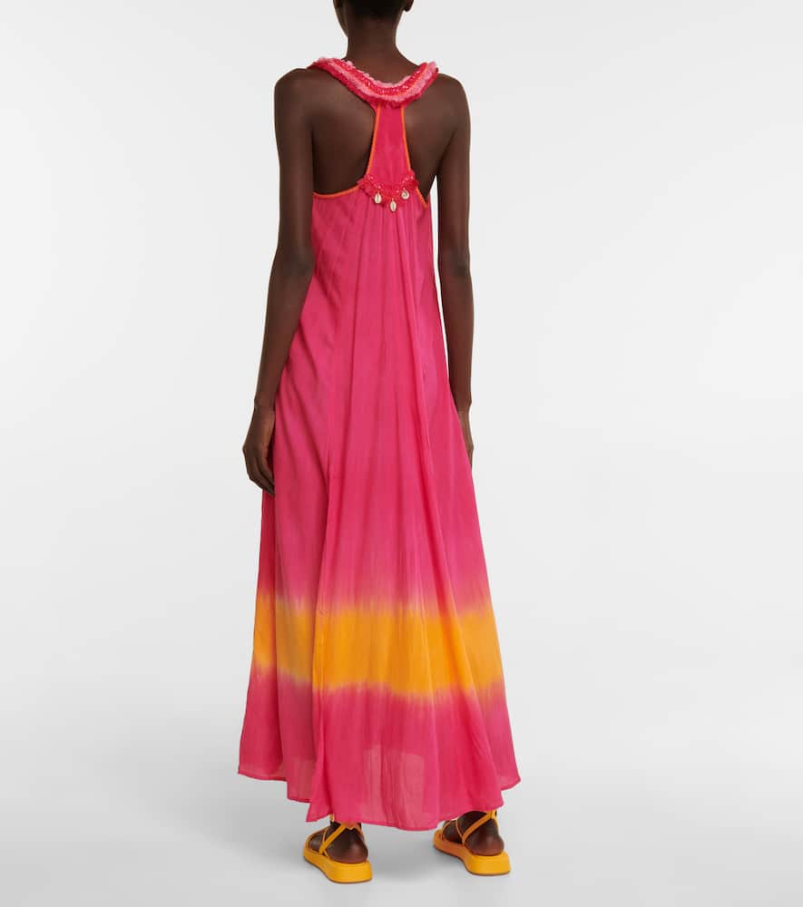 Poupette St Barth Nava Tie-dye Maxi Dress In Fuchsia Orange