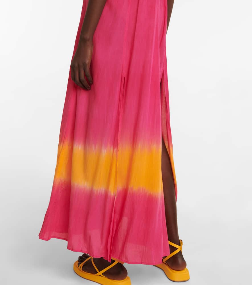 Poupette St Barth Nava Tie-dye Maxi Dress In Fuchsia Orange