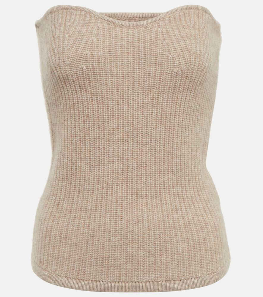 Isabel Marant Blaze Strapless Rib Wool-cashmere Top In Beige