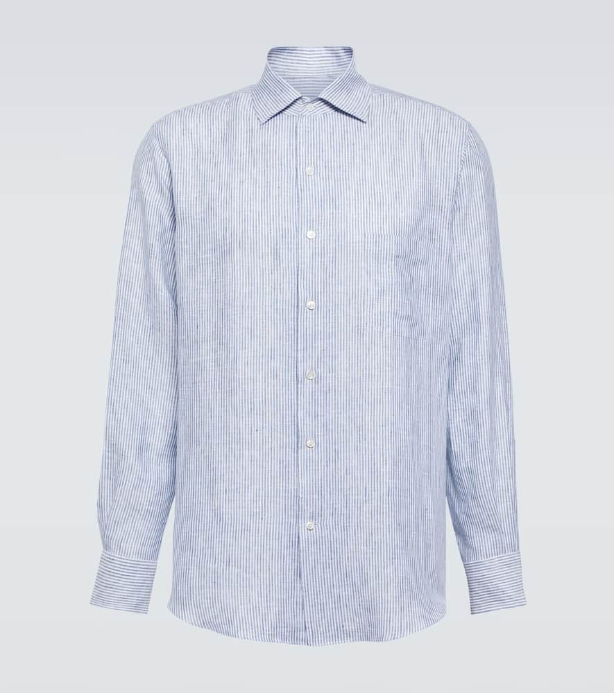 Loro Piana André Striped Linen Shirt In Blue