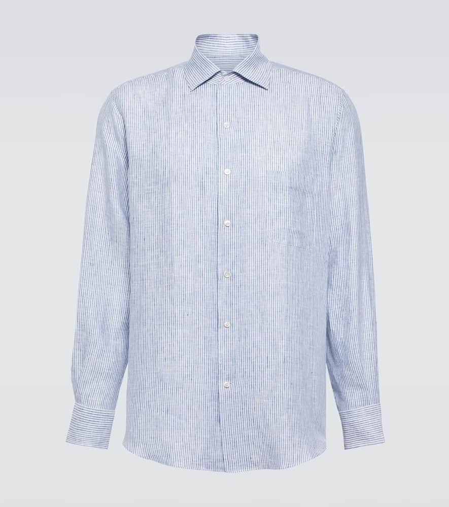 Shop Loro Piana André Striped Linen Shirt In Blue