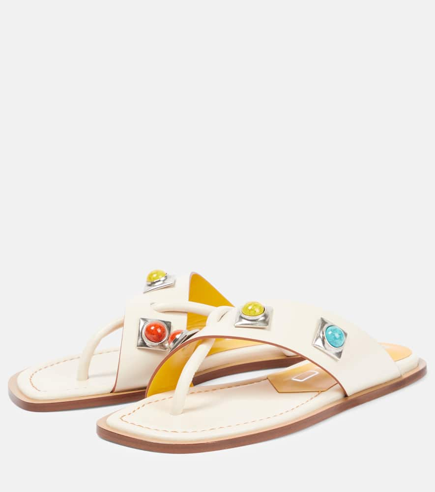 Shop Etro Embellished Leather Sandals In Bianco