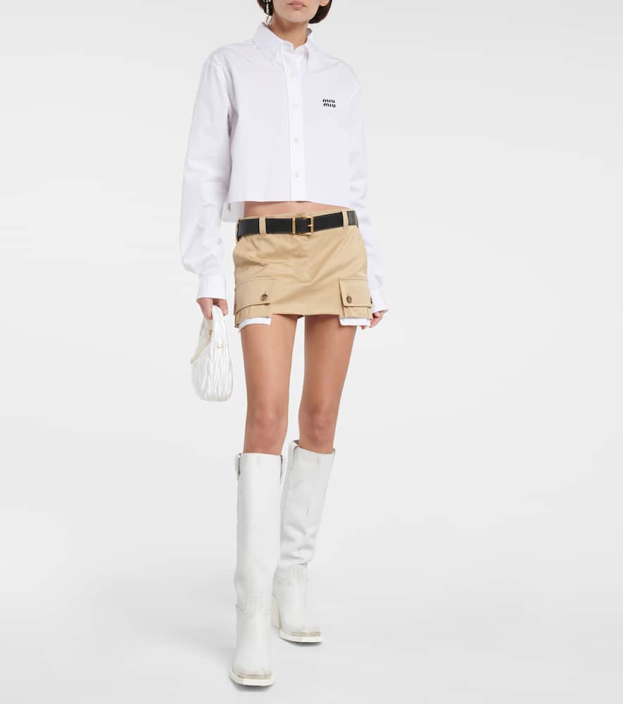 Miu Miu Chino Cotton Miniskirt In Corda
