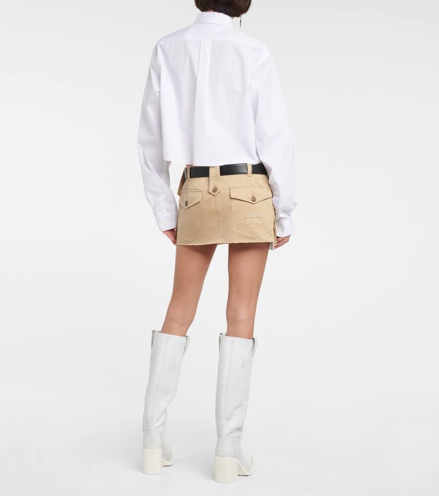 Miu Miu Chino Cotton Miniskirt In Corda