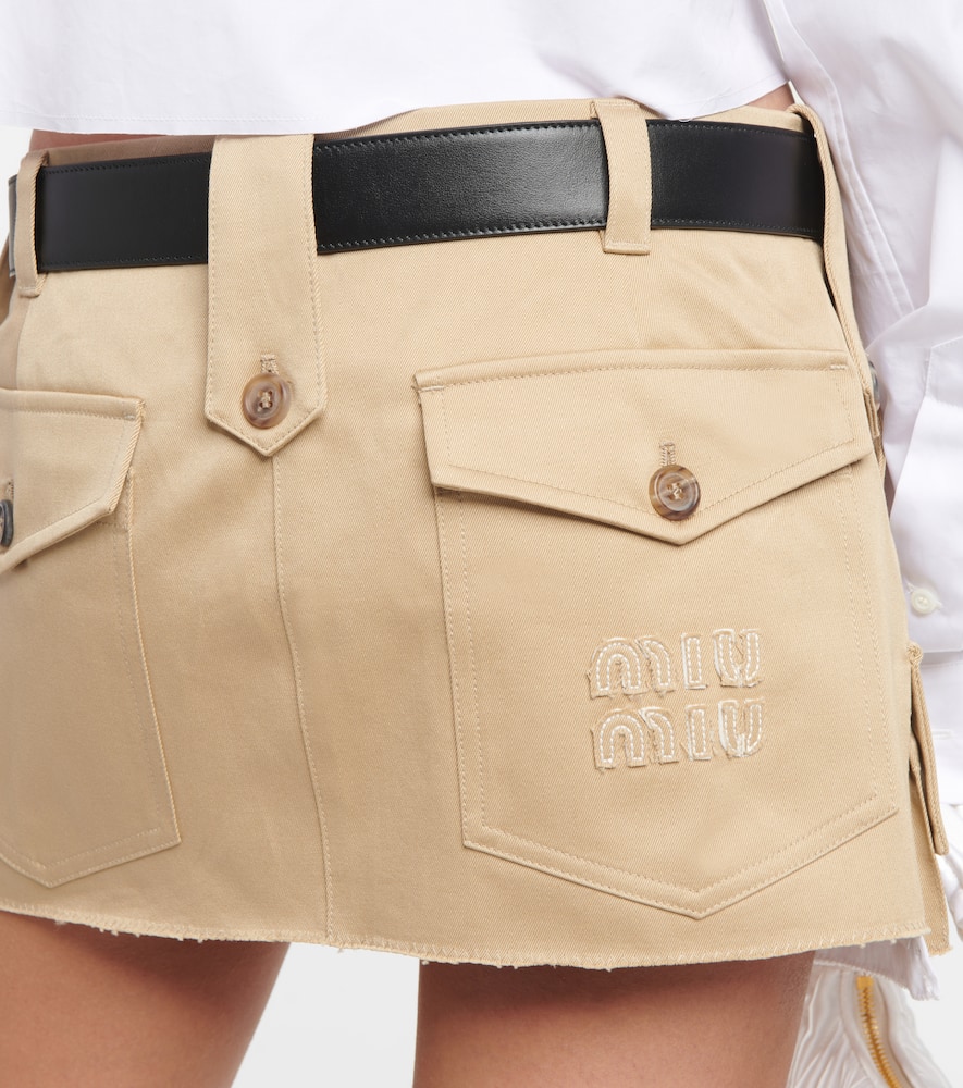 Miu Miu Chino Cotton Miniskirt In Corda