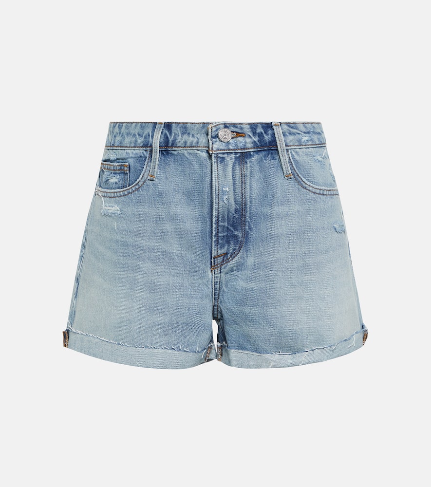 Shop Frame Le Grand Garcon Denim Shorts In Rossum 2year Destruct