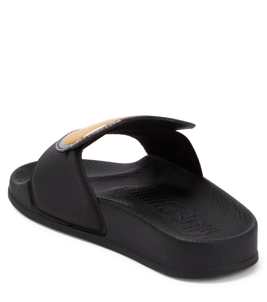 Moschino Logo Rubber Slides In Black