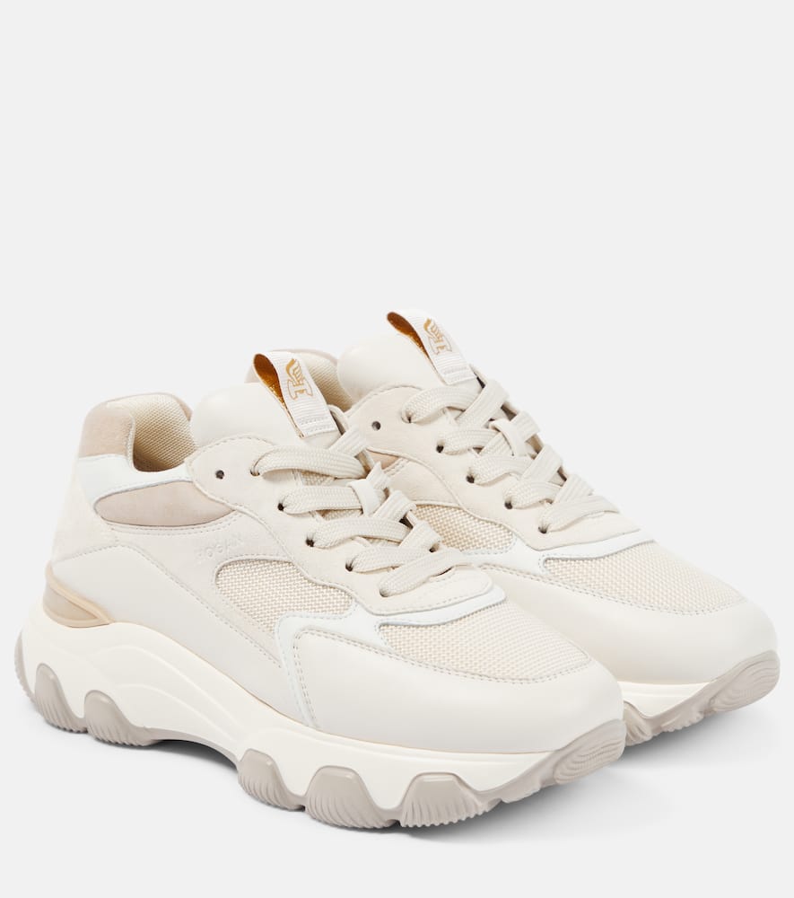 Hogan Hyperactive Leather And Suede Sneakers In Beige
