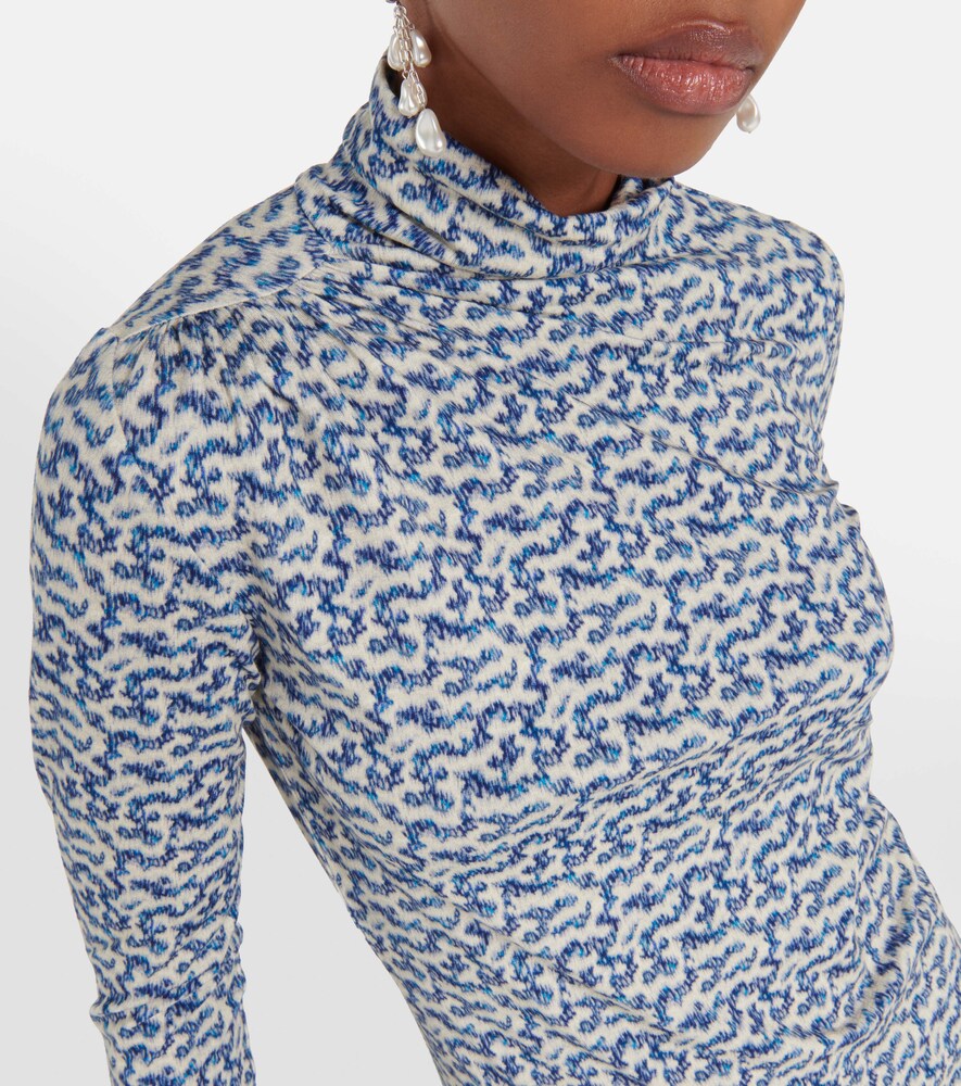 Lou Printed Jersey Turtleneck Top