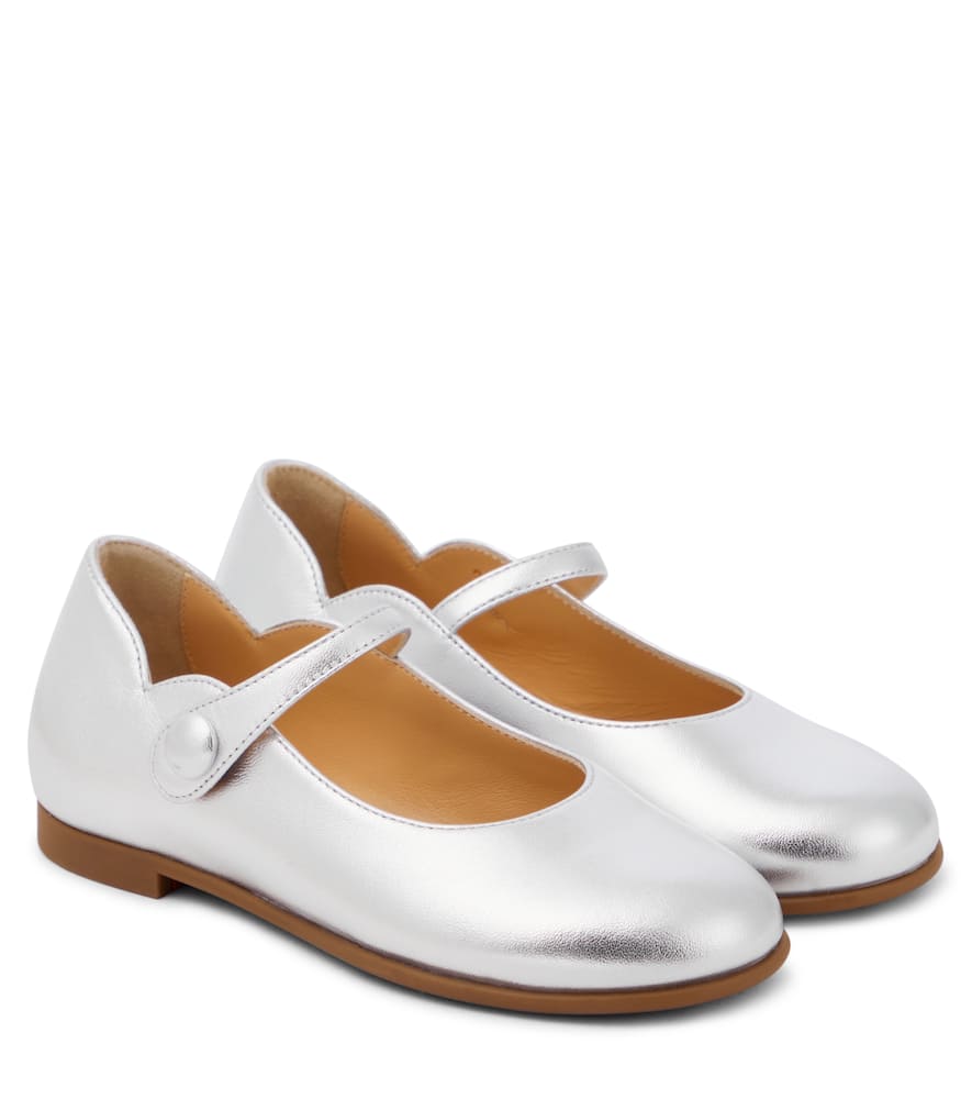 Christian Louboutin Melodie Chick Metallic Leather Ballet Flats In Silver