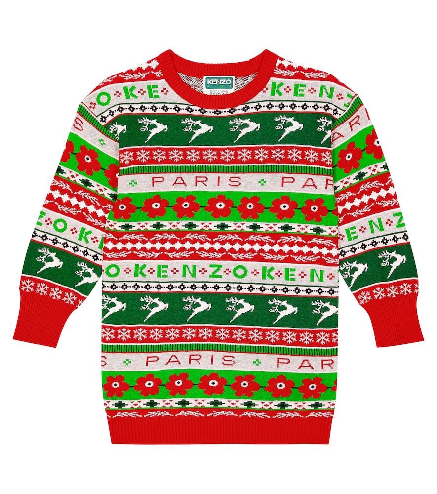 Kenzo Kids Intarsia cotton-blend sweater dress