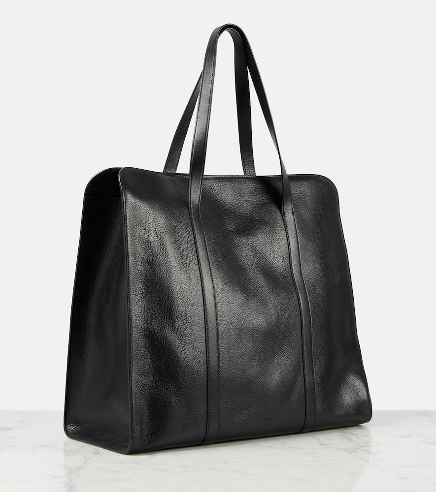 The Row Ben Leather Tote Bag In Black