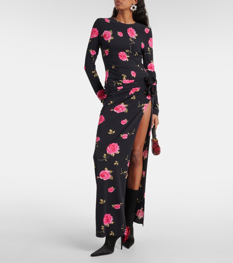 Magda Butrym Floral-appliqué satin sock boots