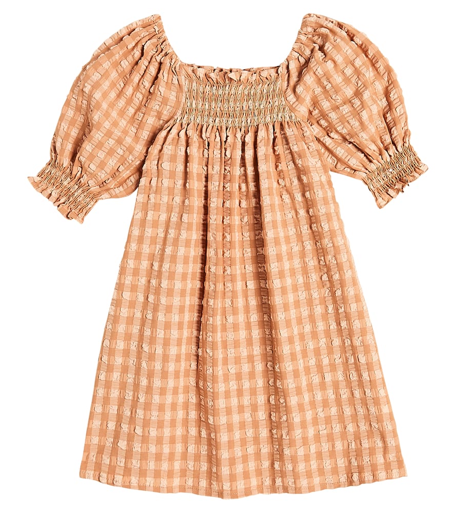 The New Society Canyon Checked Cotton-blend Dress In Orange