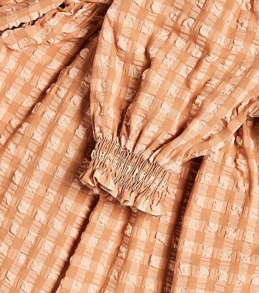 The New Society Canyon Checked Cotton-blend Dress In Orange