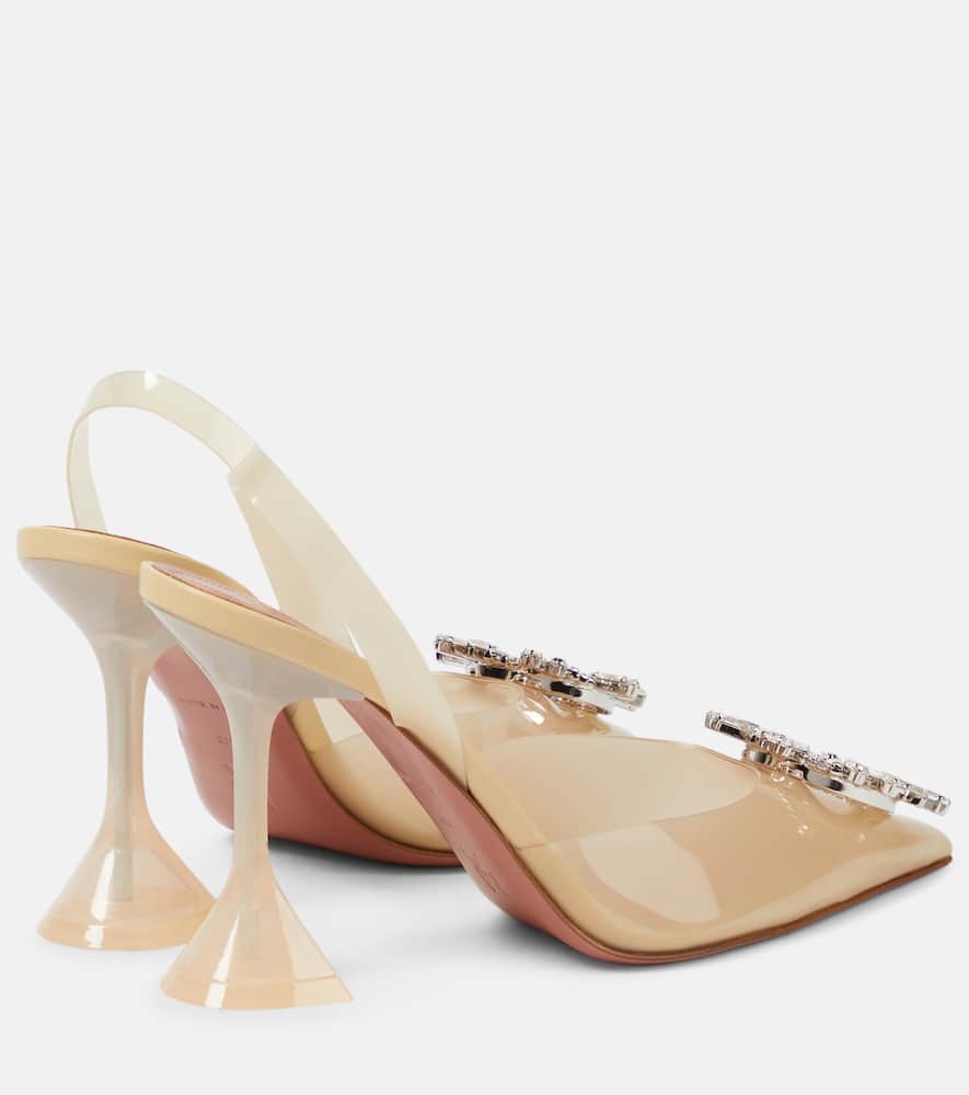Amina Muaddi Begum Glass Crystal-embellished Pvc Slingback Pumps In Beige