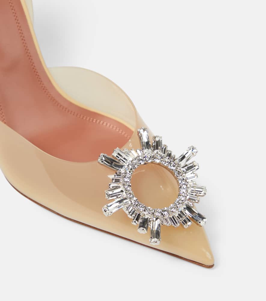 Amina Muaddi Begum Glass Crystal-embellished Pvc Slingback Pumps In Beige
