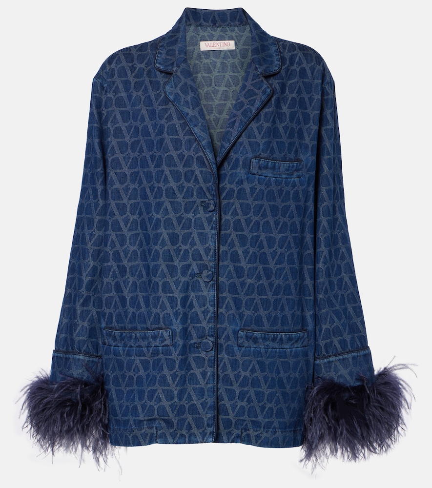 Garavani Feather-Trimmed Denim Shirt