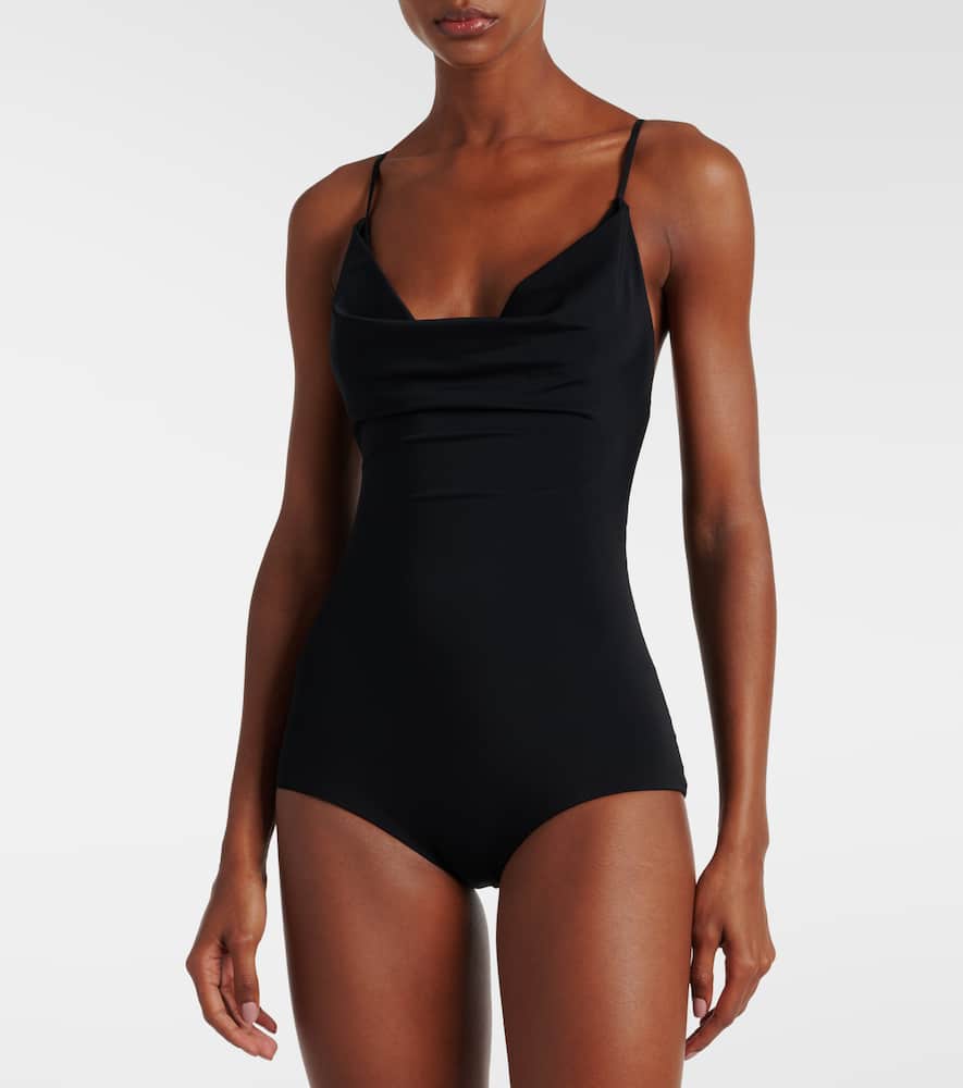 Magda Butrym Backless Scoop Neck Spaghetti Strap Swimsuit In Black