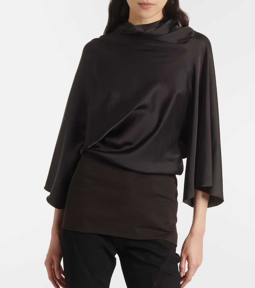 Rick Owens Charmeuse Viscose Cylinder Neck Top Jackets Black In Black