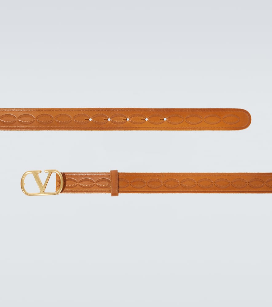 Valentino Adjustable Debossed Punched Holes Embossed Belts In Braun