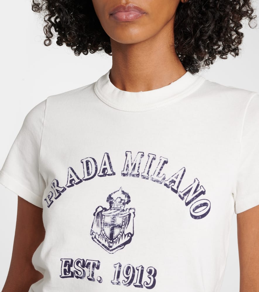 Prada Stamped Logo Crew Neck T-shirt In White