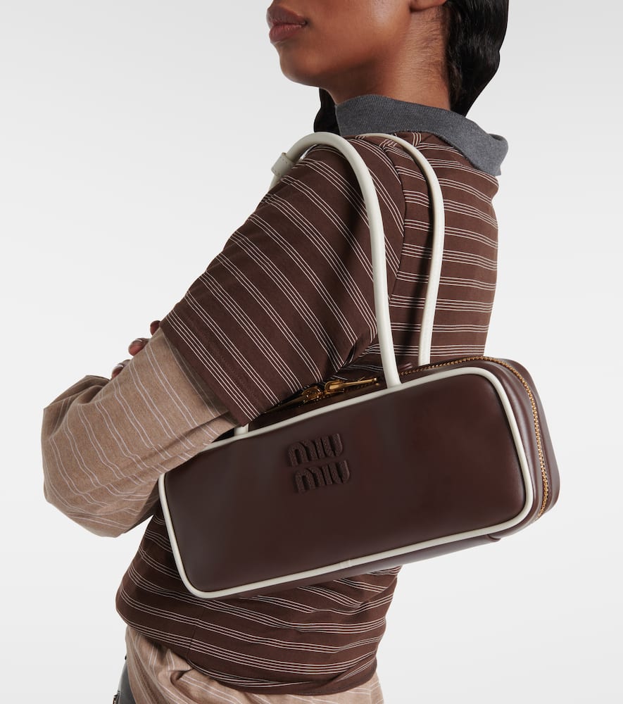 Miu Miu Beau Leather Shoulder Bag In Brown