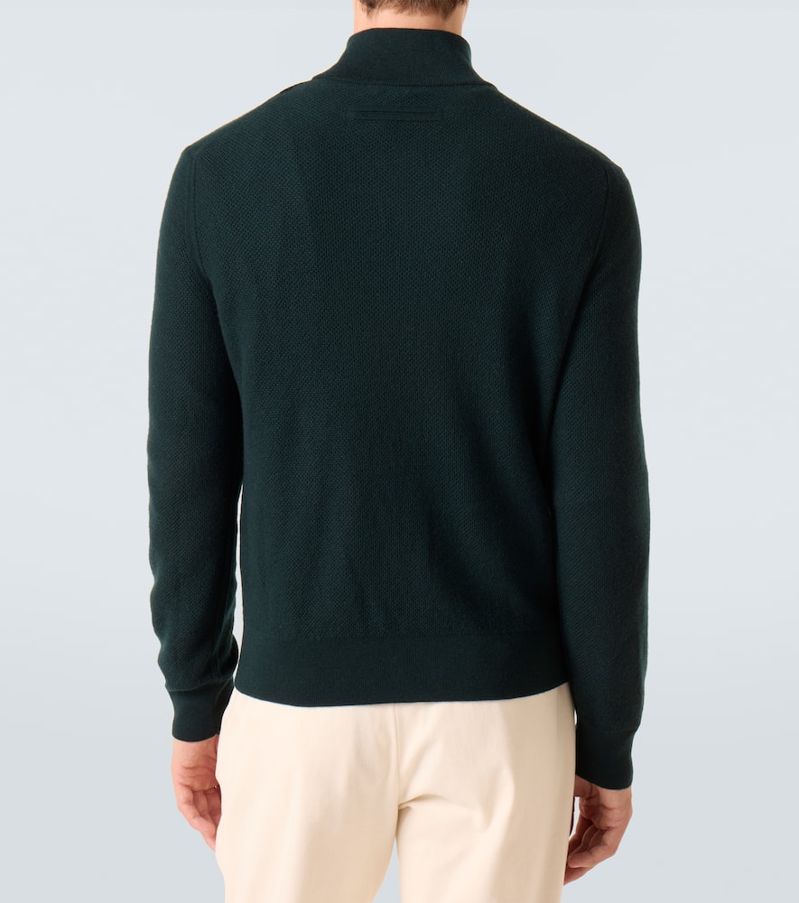 Zegna Cashmere Half-zip Sweater In Green