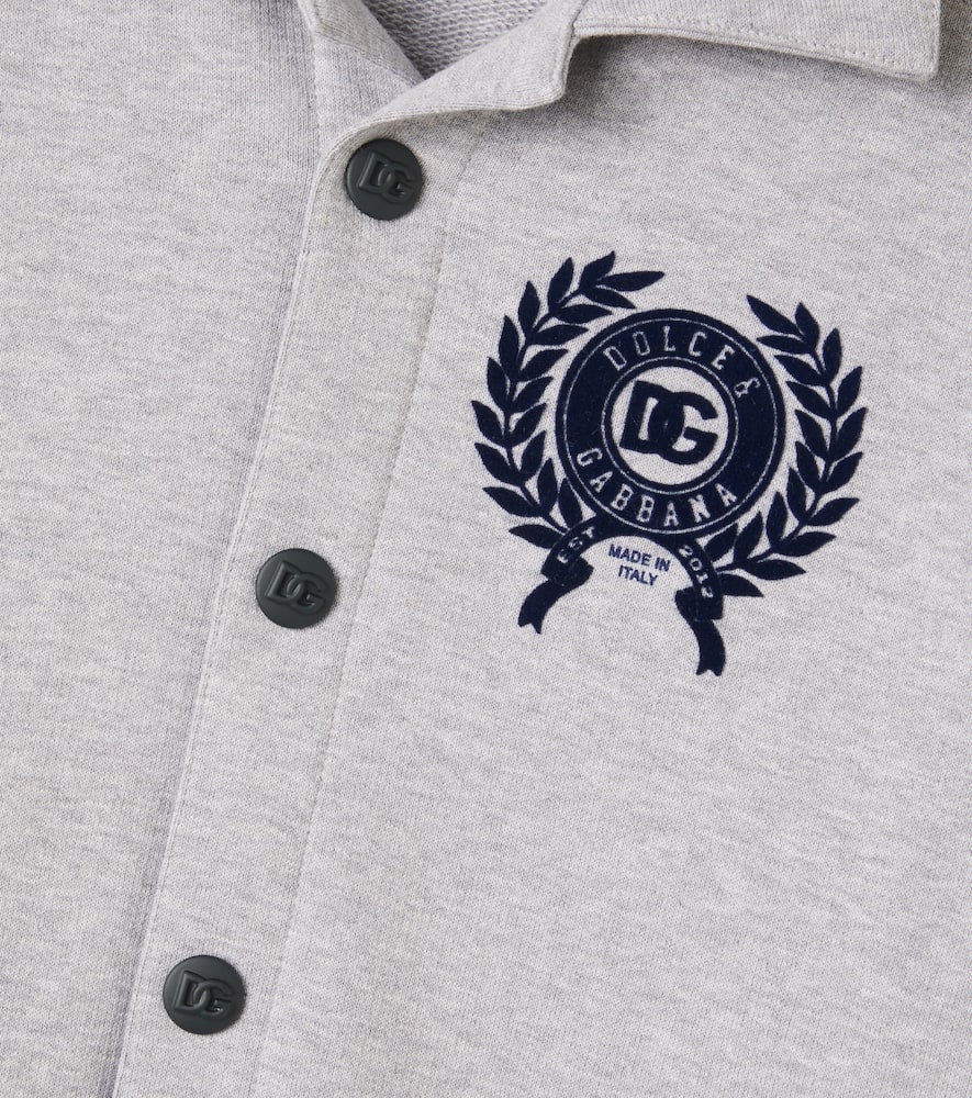 Dolce & Gabbana Dg Cotton Fleece Varsity Jacket In Gray