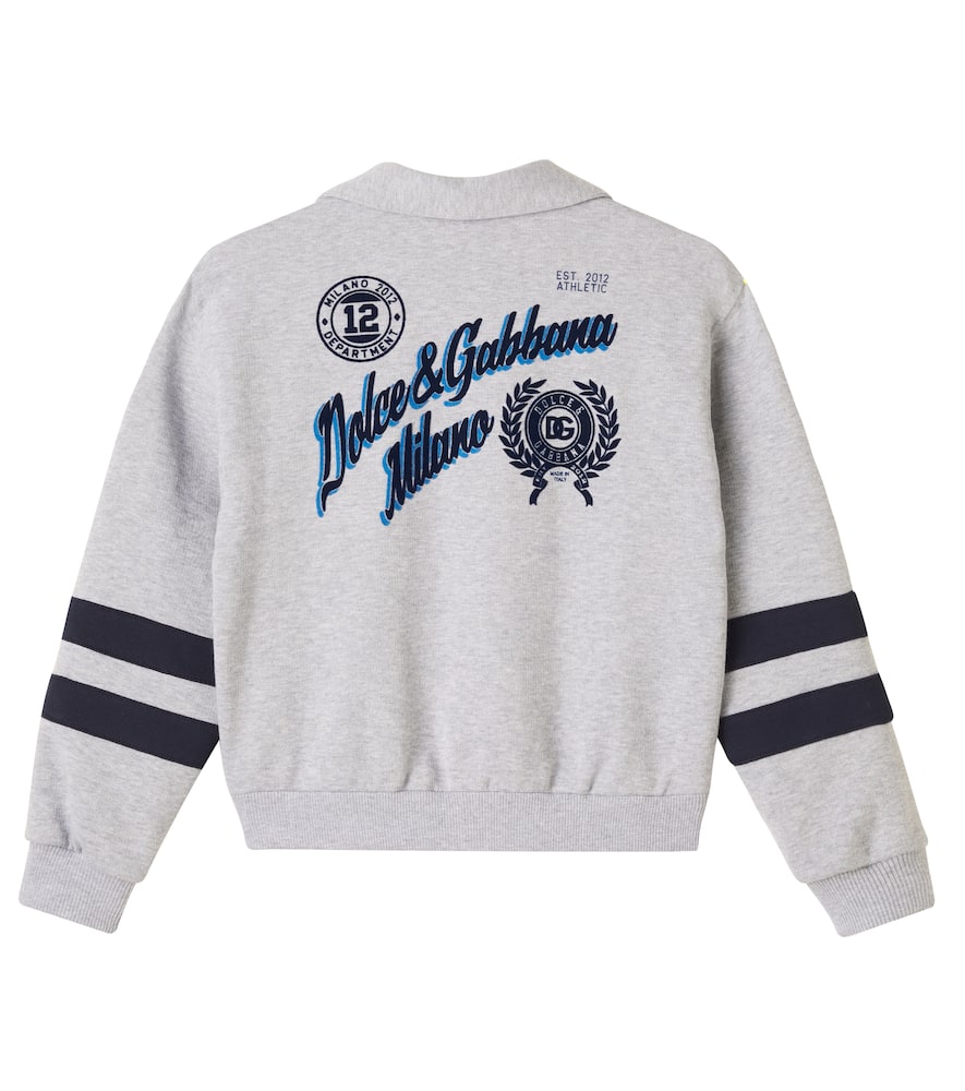 Dolce & Gabbana Dg Cotton Fleece Varsity Jacket In Gray