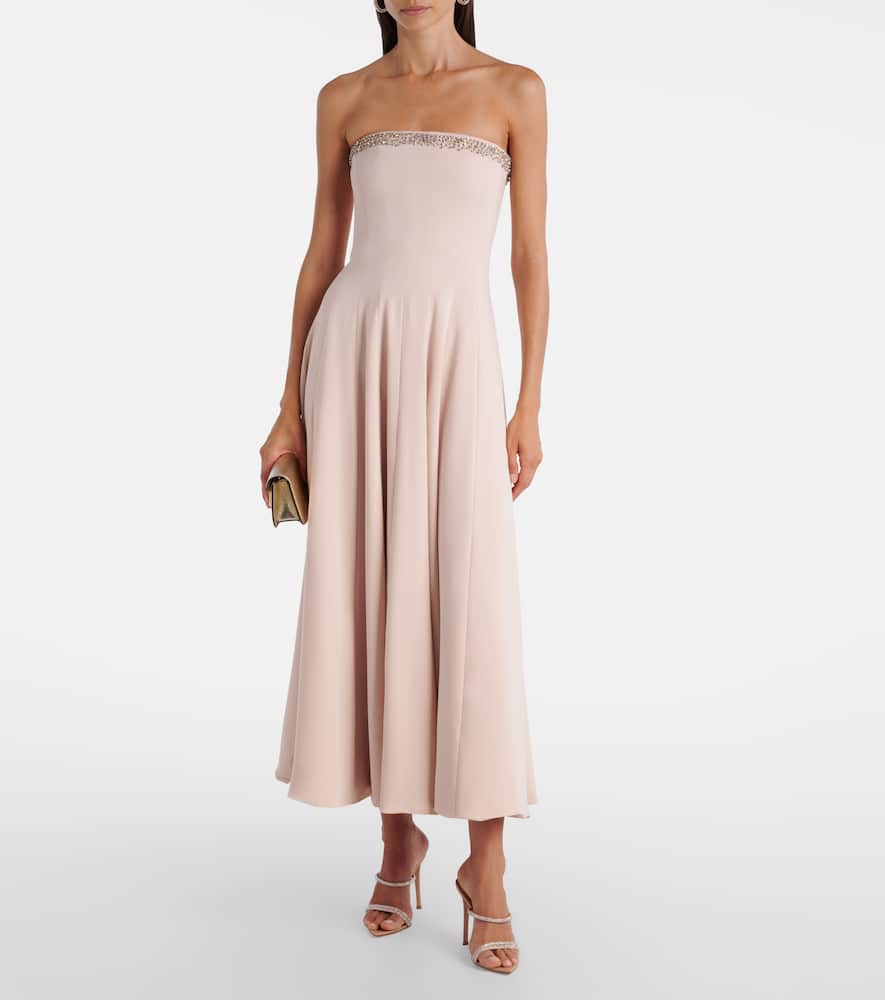 Costarellos Aldina Crystal-embellished Crêpe Midi Dress In Pink