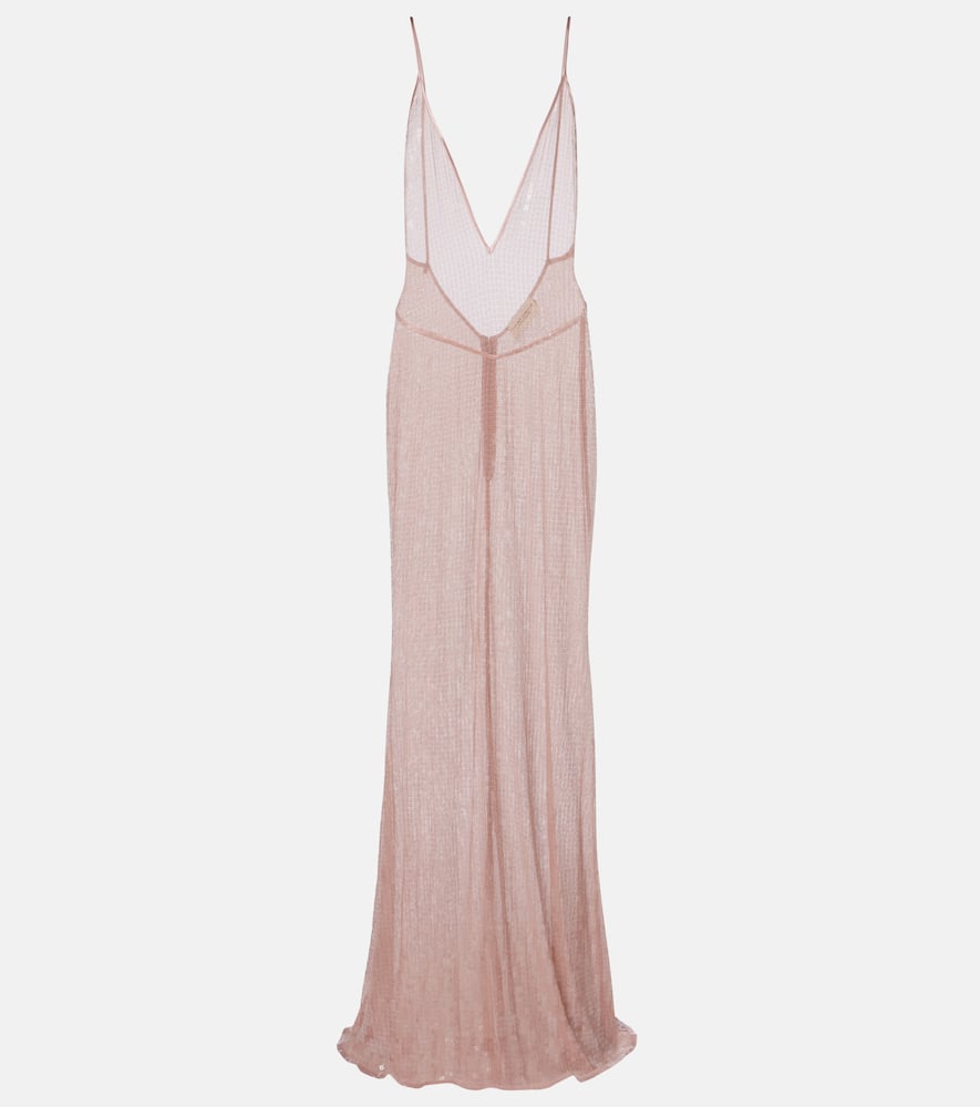 Claudie sequined sheer maxi dress