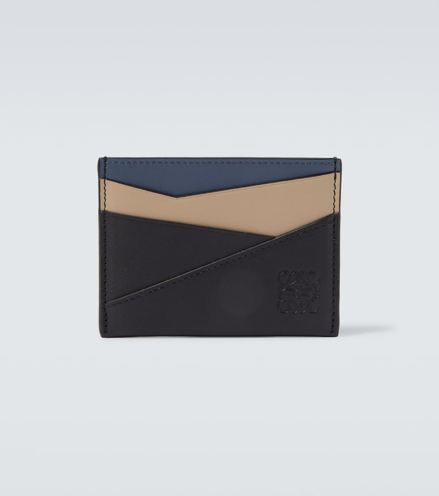 Puzzle colorblocked leather card holder